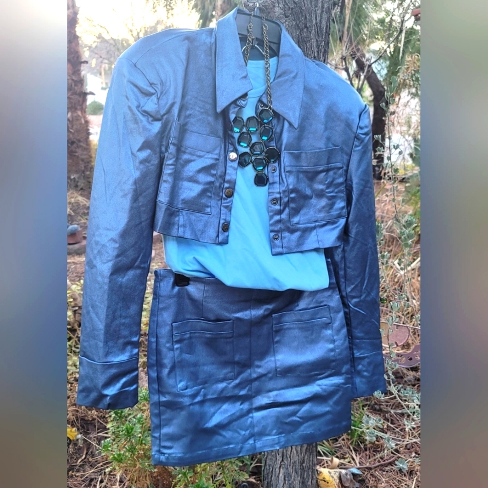 JAW DROPPING Vintage shoulder pads bolero skirt suit set jewel tone runw…